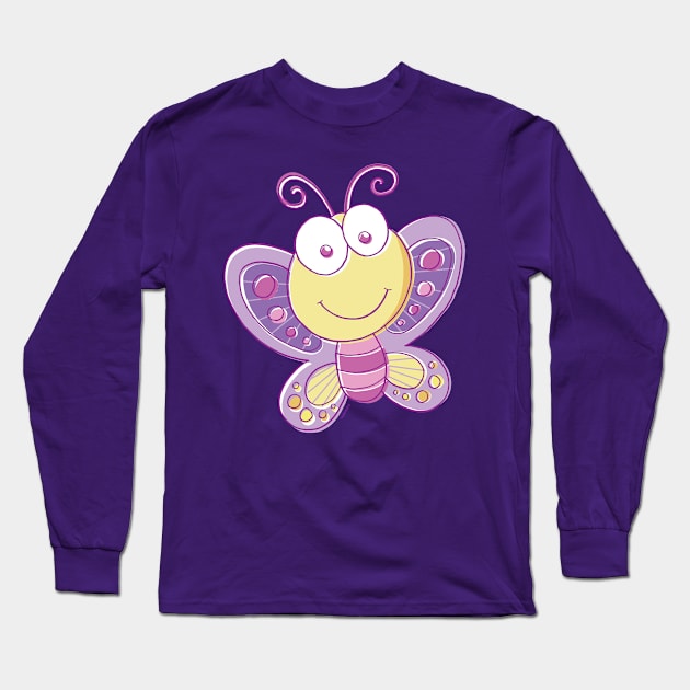 Cute Cartoon Butterfly Long Sleeve T-Shirt by vaughanduck